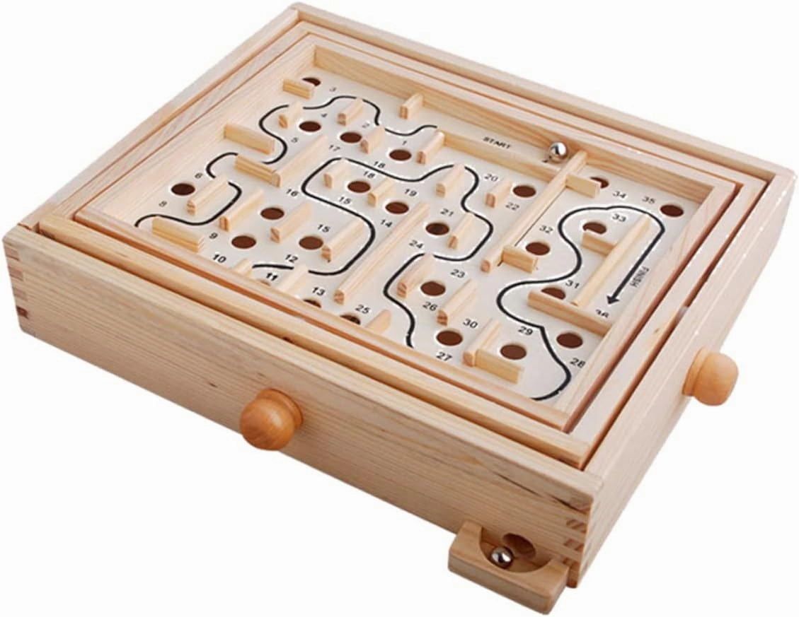 SUPVOX Wooden Bead Maze Puzzle Game for Educational Stem for Boys Develops Problem Solving Logic Skills for Classroom Home Learning Activities