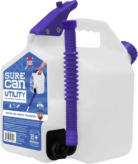 Surecan 2 Gallon Utility Container Transfer Tank - Versatile, Durable, Compact Outdoor Water Storage Tank and Beverage Dispenser (White, SUR-20-U-1)