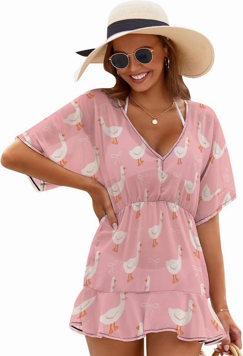 Swimsuit Cover Ups for Women Wild West Cowboy Deep V-Neck Bikini Beach Coverups Dress