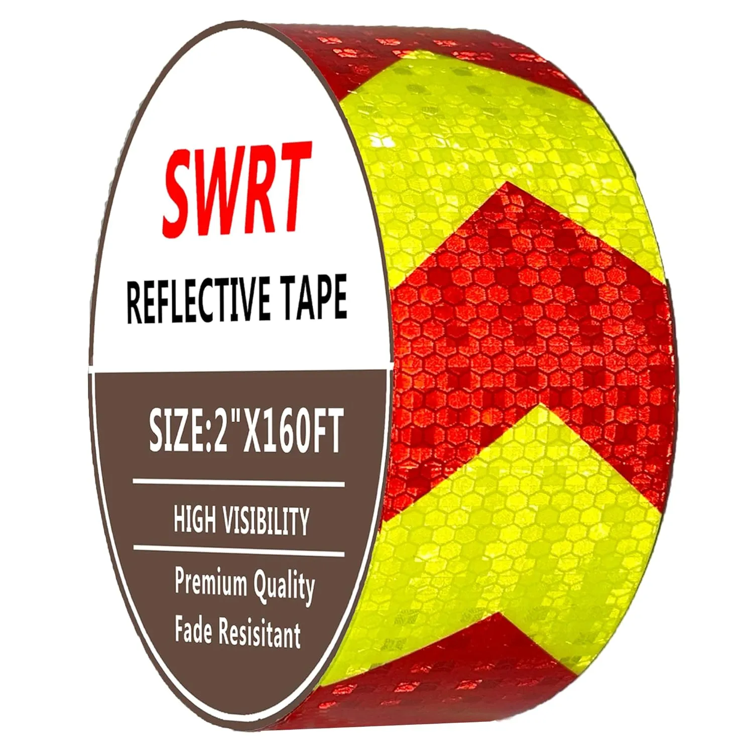 SWRT 2" x 160 FT Red & Fluorescent Yellow Reflective Tape, Reflective Tape Outdoor Waterproof Heavy Duty Strong Adhesive Hazard Caution Safety Warning Tape Reflector Conspicuity Tape for Trailer