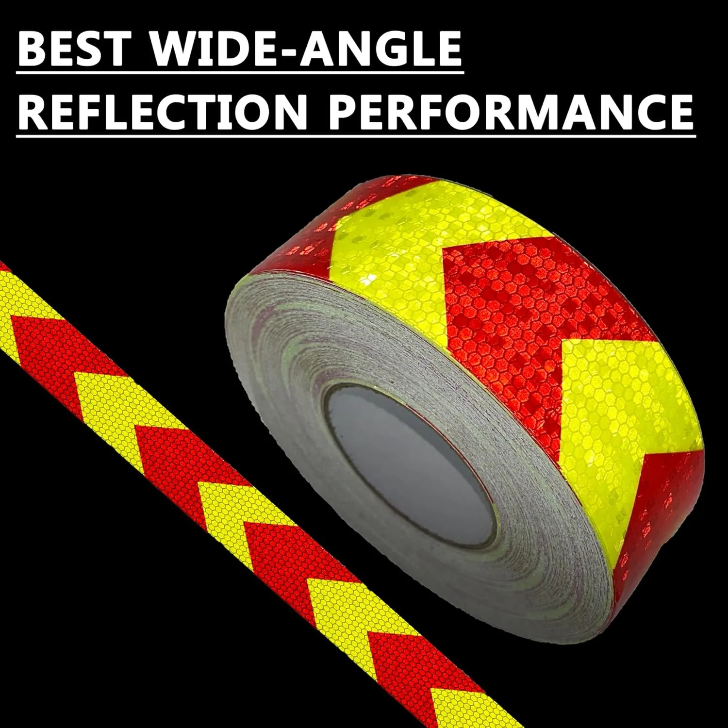 SWRT 2" x 160 FT Red & Fluorescent Yellow Reflective Tape, Reflective Tape Outdoor Waterproof Heavy Duty Strong Adhesive Hazard Caution Safety Warning Tape Reflector Conspicuity Tape for Trailer
