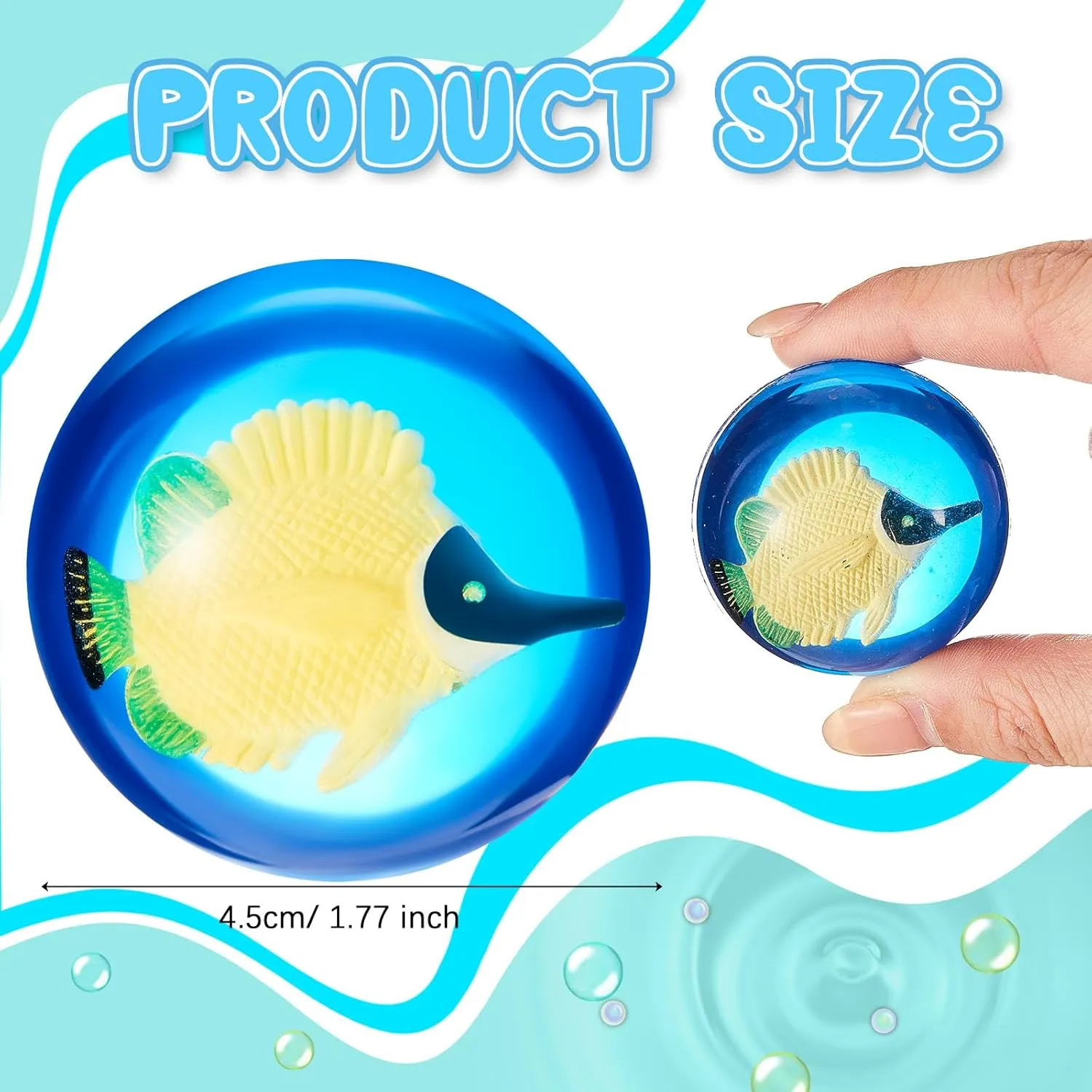 Syhood 24 Pieces Fishing Party Bouncy Balls Sea Creatures Toys Under the Sea Party Favors with Marine Fish Inside for Ocean Party Goodie Bag Fillers School Class Game Rewards, 1.7 inch