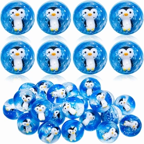 Syhood 24 Pcs Penguin Bouncy Ball Bulk Silicone Sea Creature Bounce Balls Sea Fish Party Favors Penguin Toy Game Indoor 45 mm Gift for Graduation (Penguin)