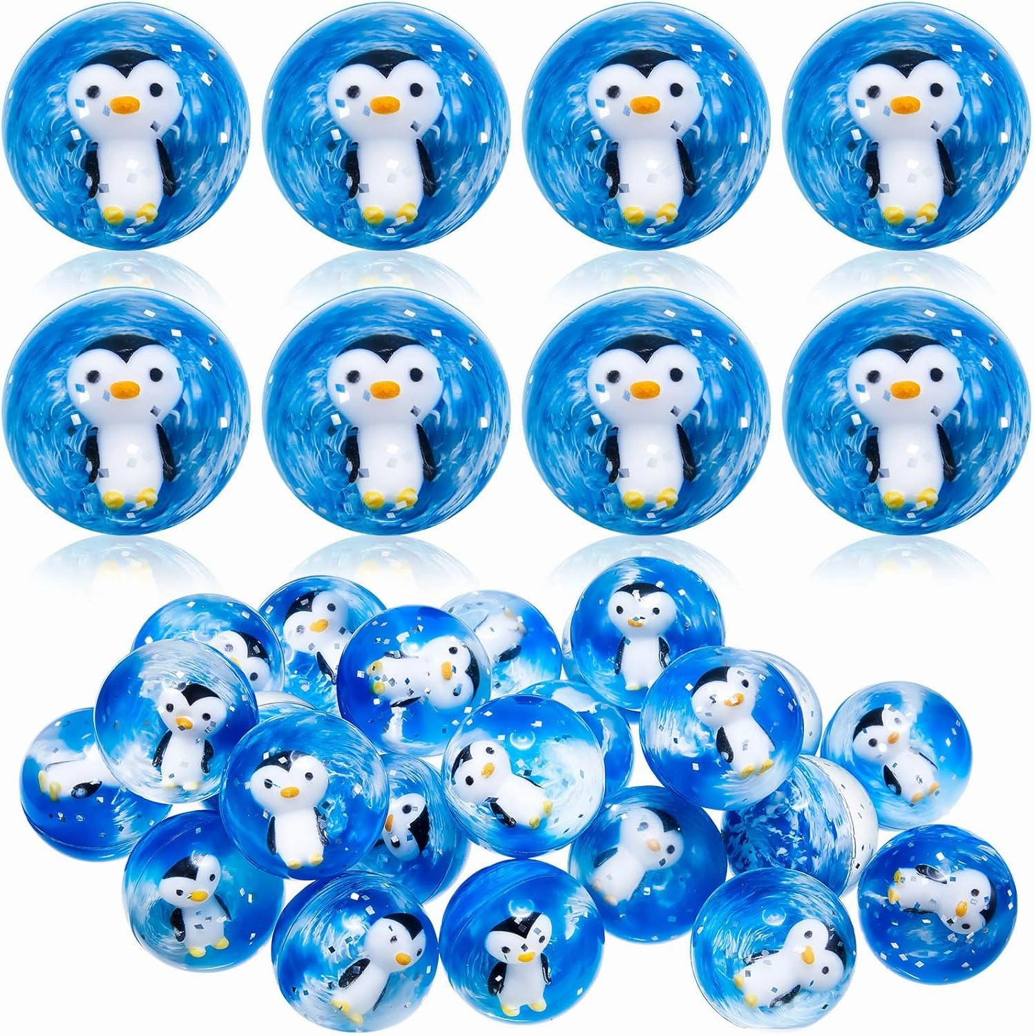 Syhood 24 Pcs Penguin Bouncy Ball Bulk Silicone Sea Creature Bounce Balls Sea Fish Party Favors Penguin Toy Game Indoor 45 mm Gift for Graduation (Penguin)