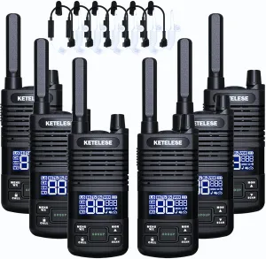 T1 Two Way Radio, FRS Walkie Talkies with Earpiece, Long Range Walkie Talkies for Adults, USB C Rechargeable 2 Way Radio, NOAA, VOX, Group Call for Traveling Biking Camping Hiking, 6 Pack