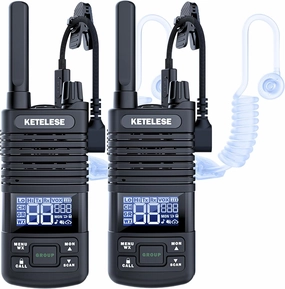 T1 FRS Walkie Talkie Set for Adults, Long Range Two-Way Radio, with Earpiece Family Radio Walkie-Talkie, NOAA, VOX, Water-Resistant Design for Outdoor Adventures(2 Pack), Black