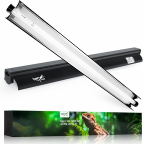 T5 Reptile Light Fixture Combo Kit 24W Light Fixture Reptile Terrarium Hood 10.0 UVB Light Bulb dimmable Fluorescent Tube Ideal for Tropical and Deserts Such as Bearded Dragon Lizards and Tortoises