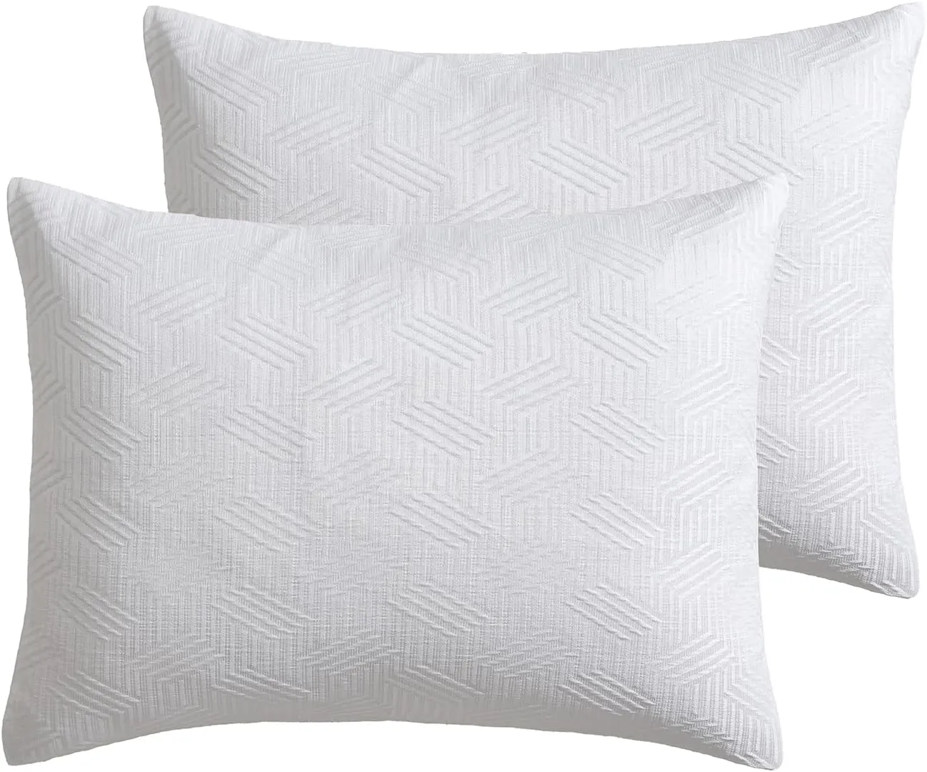 Tahari Home - King Size Comforter, 5-Piece Jacquard Bedding Set with Matching Shams & Decorative Pillows (Blanca Collection, White)