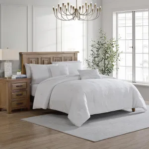 Tahari Home - King Size Comforter, 5-Piece Jacquard Bedding Set with Matching Shams & Decorative Pillows (Blanca Collection, White)