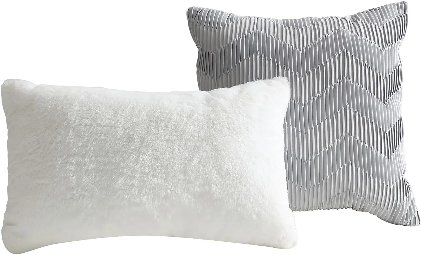 Tahari Home - King Size Comforter, 5-Piece Jacquard Bedding Set with Matching Shams & Decorative Pillows (Lauren Collection, Grey)