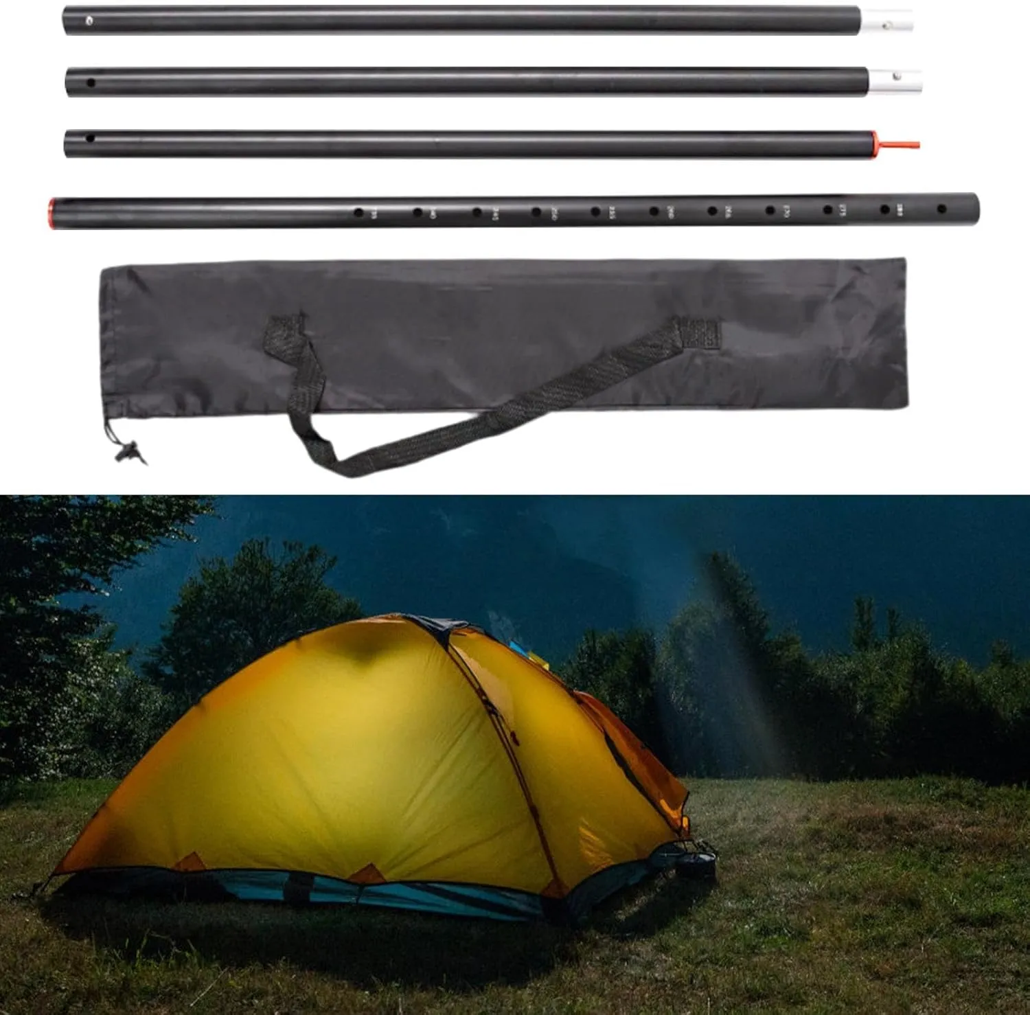 Tarp Poles Replacement Portable Aluminum Tent Rods Canopy Poles Telescoping Tarp Poles for Hammock Picnic Garden Tarp Camping