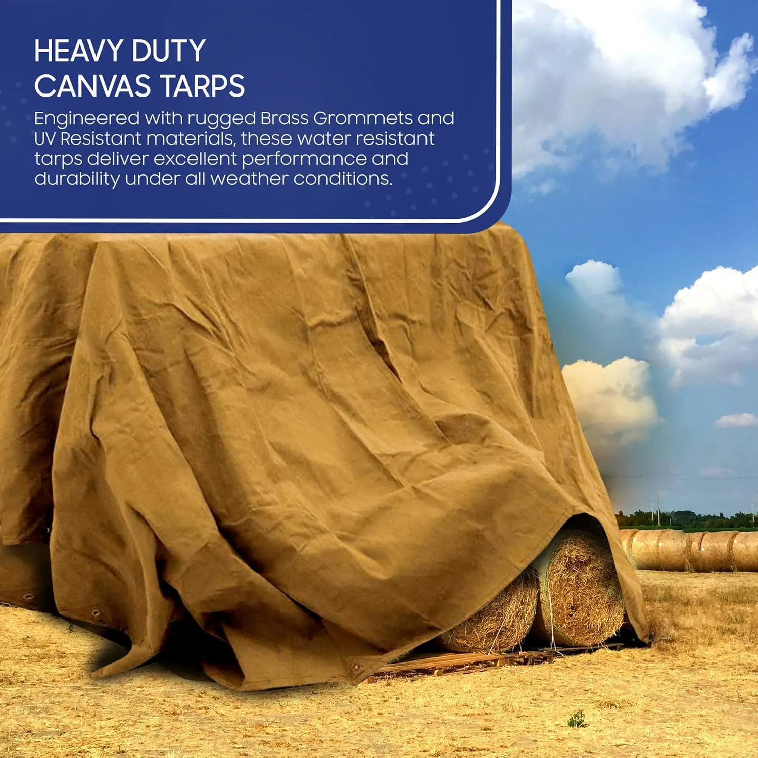 Tarps Now 20x20 ft Heavy Duty Canvas Tarp | 18 MIL Industrial Grade, Tear Resistant, Reinforced Edges, Nickel Plated Grommets | Ideal for Construction, Trucking, Manufacturing, Automotive – Tan Color