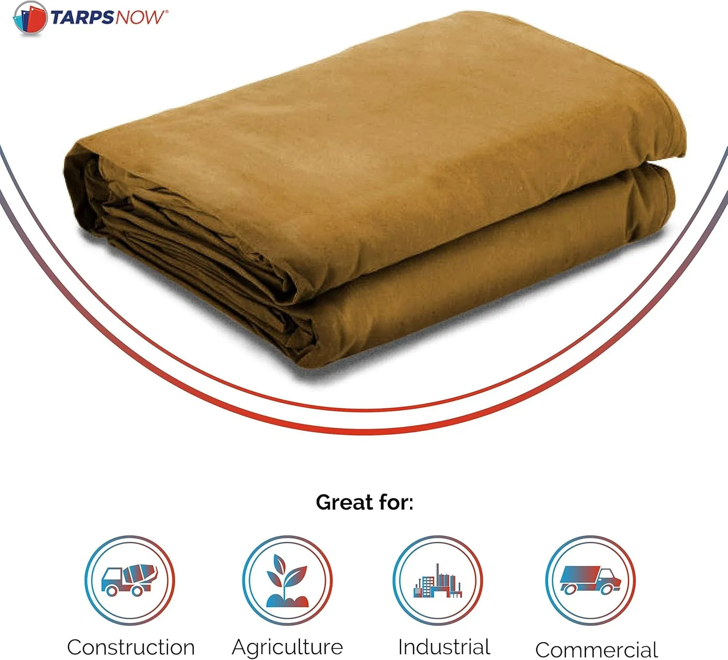 Tarps Now 20x20 ft Heavy Duty Canvas Tarp | 18 MIL Industrial Grade, Tear Resistant, Reinforced Edges, Nickel Plated Grommets | Ideal for Construction, Trucking, Manufacturing, Automotive – Tan Color