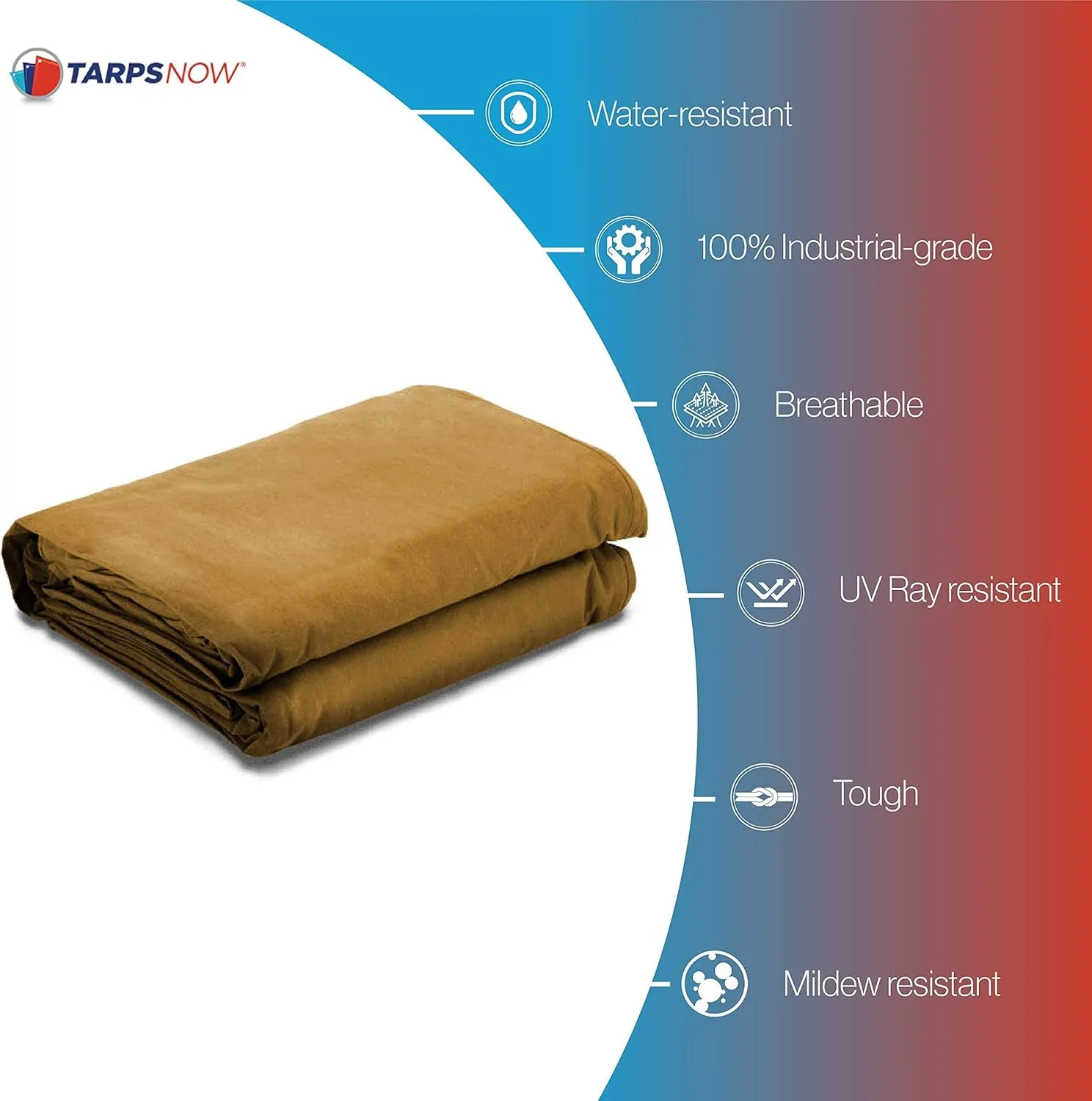 Tarps Now 20x20 ft Heavy Duty Canvas Tarp | 18 MIL Industrial Grade, Tear Resistant, Reinforced Edges, Nickel Plated Grommets | Ideal for Construction, Trucking, Manufacturing, Automotive – Tan Color