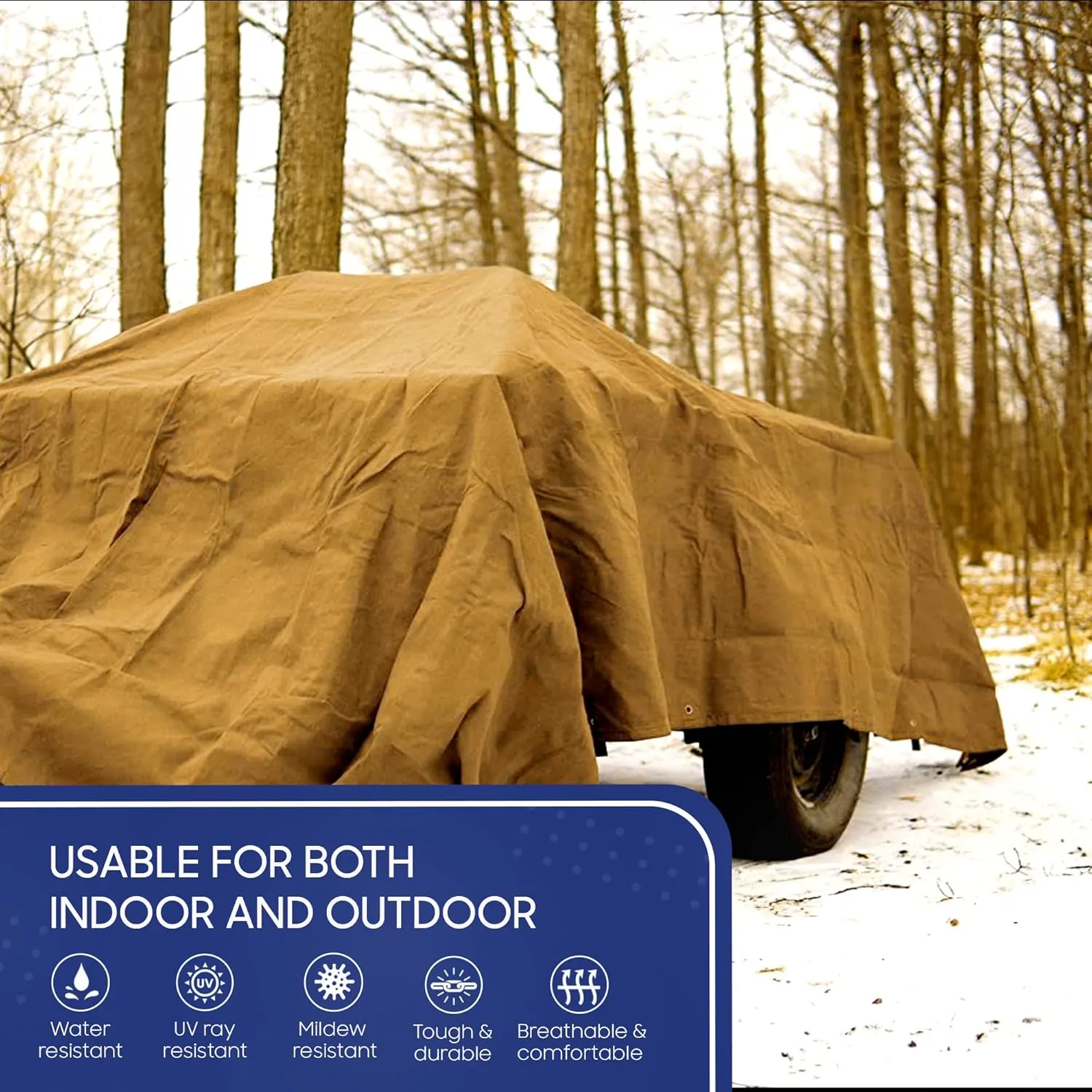 Tarps Now 20x20 ft Heavy Duty Canvas Tarp | 18 MIL Industrial Grade, Tear Resistant, Reinforced Edges, Nickel Plated Grommets | Ideal for Construction, Trucking, Manufacturing, Automotive – Tan Color