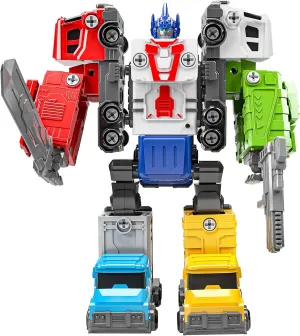 TEMI Kids Toys for 4-8 Year Old Boys - City Vehicles Transform Robot, Building Toys for Kids Ages 3-7