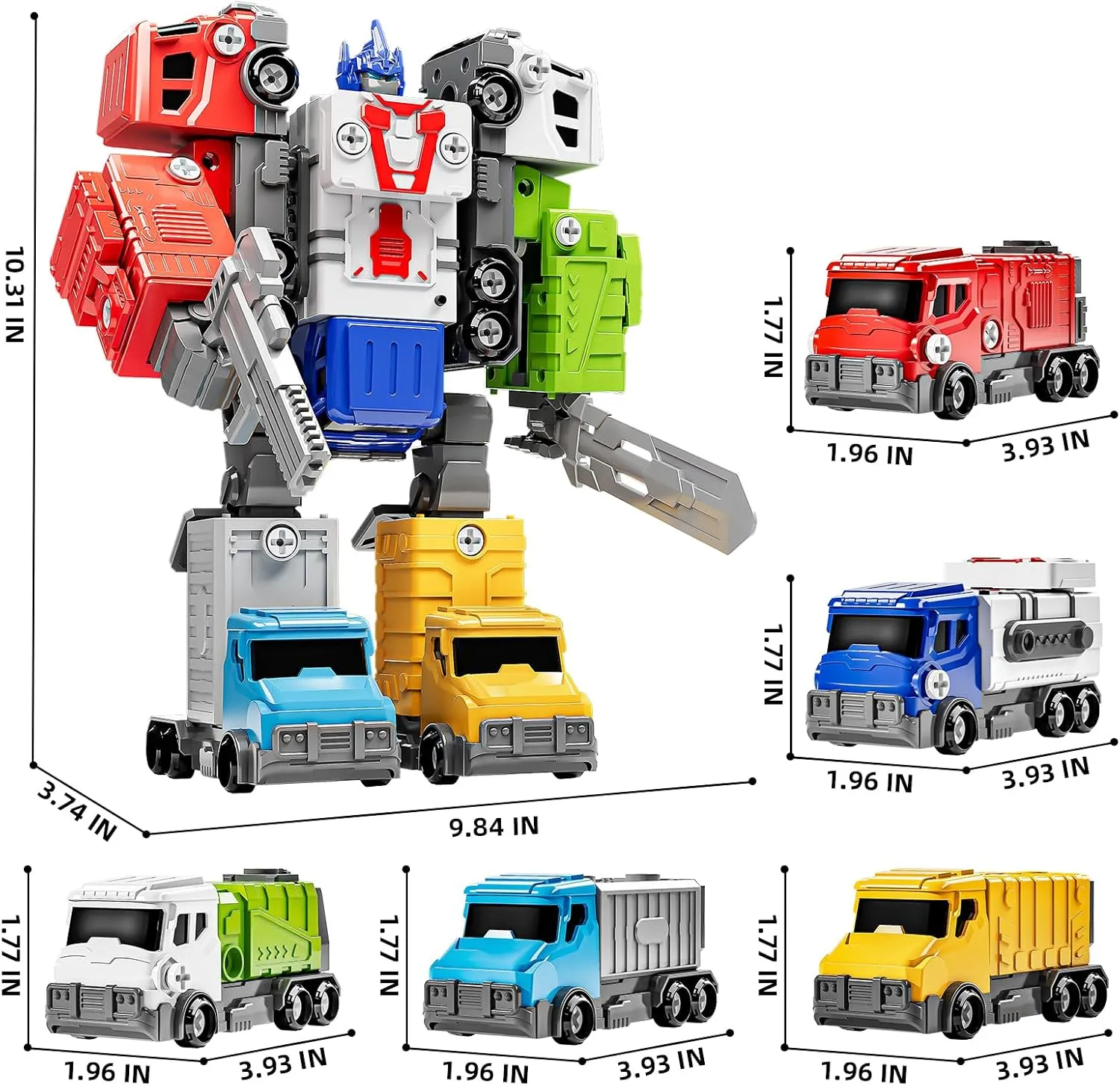 TEMI Kids Toys for 4-8 Year Old Boys - City Vehicles Transform Robot, Building Toys for Kids Ages 3-7