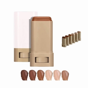 Tenddaily Foundation, Tenddaily Foundation Brush, Solid Tinted Moisturizing Serum Foundations, Full Coverage Concealer Balm, Portable Essence Stick(3#)