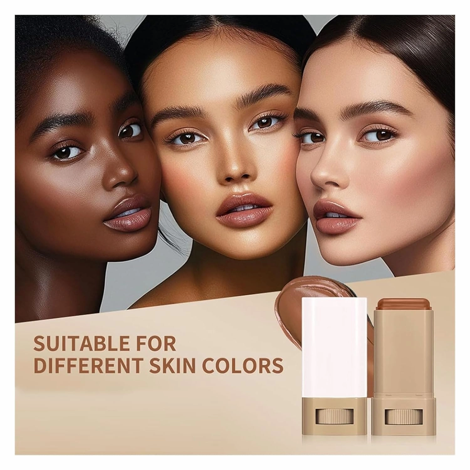Tenddaily Foundation, Tenddaily Foundation Brush, Solid Tinted Moisturizing Serum Foundations, Full Coverage Concealer Balm, Portable Essence Stick(3#)