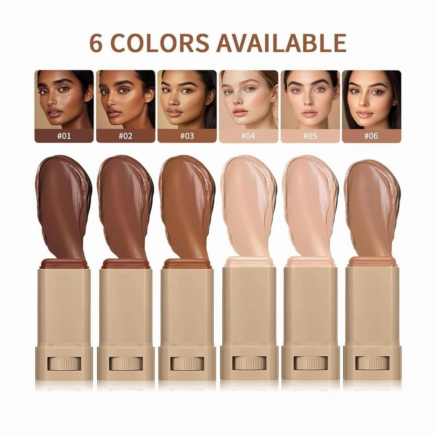 Tenddaily Foundation, Tenddaily Foundation Brush, Solid Tinted Moisturizing Serum Foundations, Full Coverage Concealer Balm, Portable Essence Stick(3#)