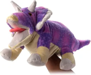 The Petting Zoo Dinosaur Triceratops Stuffed Animal Plushie, Gifts for Kids, Puppetz Animals, Purple Dinosaur Plush Toy 16 Inches