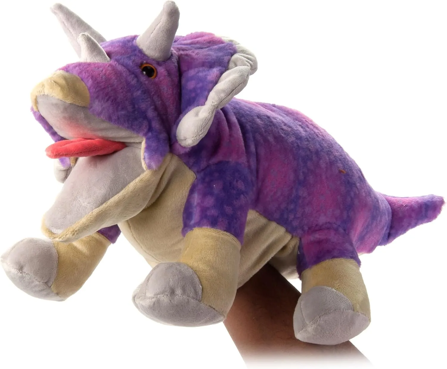 The Petting Zoo Dinosaur Triceratops Stuffed Animal Plushie, Gifts for Kids, Puppetz Animals, Purple Dinosaur Plush Toy 16 Inches