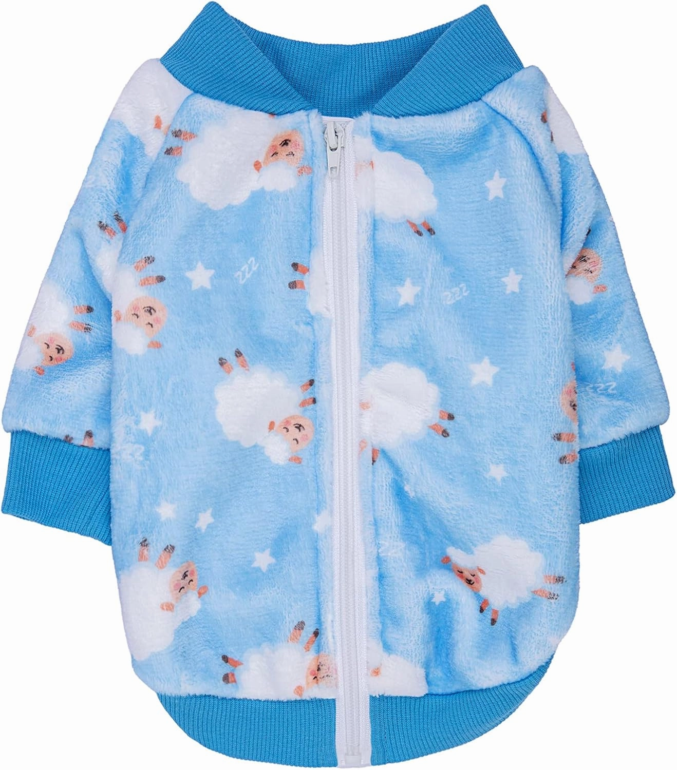 Thick Small Dog Clothes,Flannel Puppy Dog Hoodie,Lovely Blue Sheep Print Pet Dog Sweatshirt Doggie Outfits Cat Apparel (L，Blue), Blue Sheep Flannel
