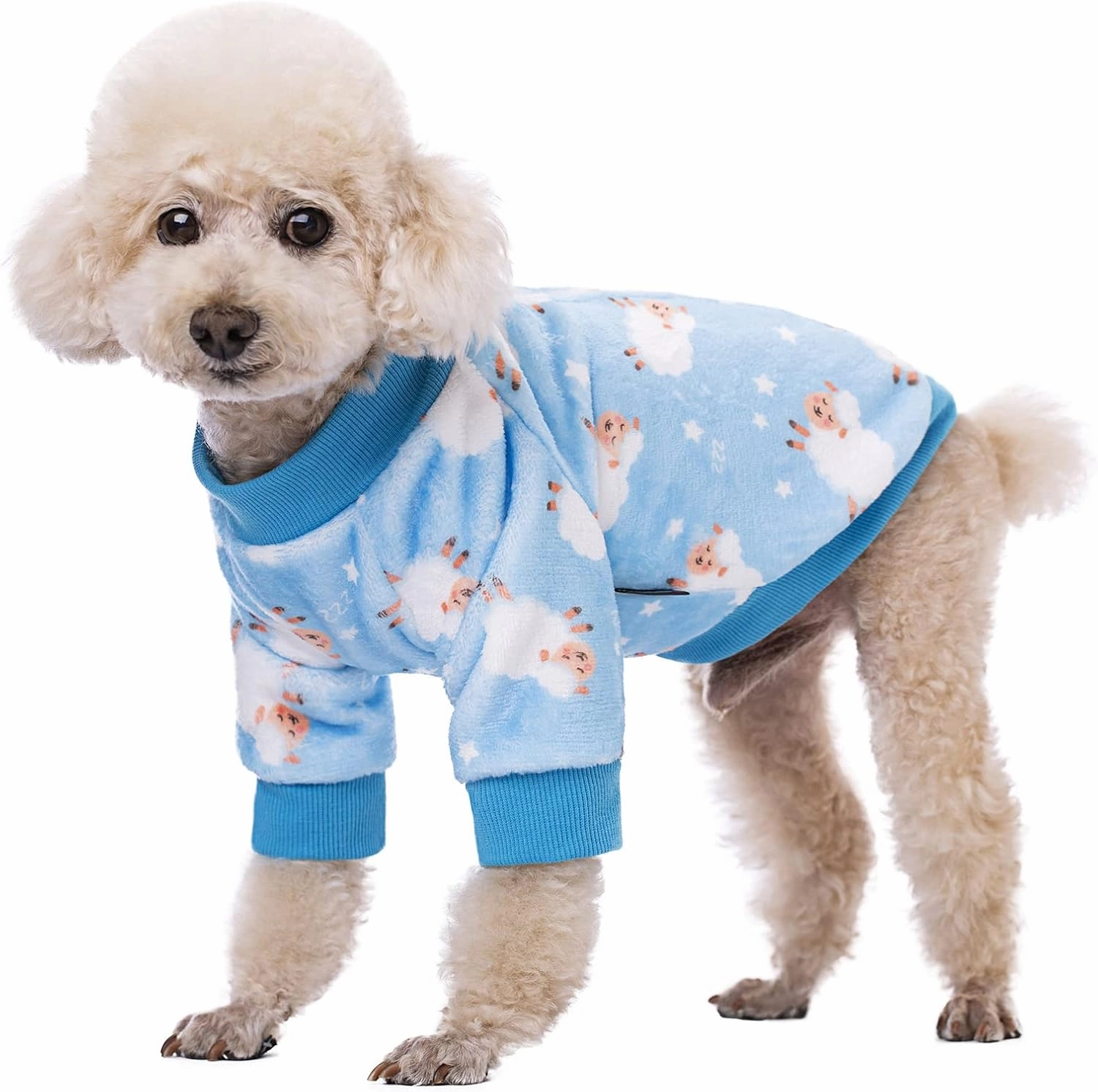 Thick Small Dog Clothes,Flannel Puppy Dog Hoodie,Lovely Blue Sheep Print Pet Dog Sweatshirt Doggie Outfits Cat Apparel (L，Blue), Blue Sheep Flannel