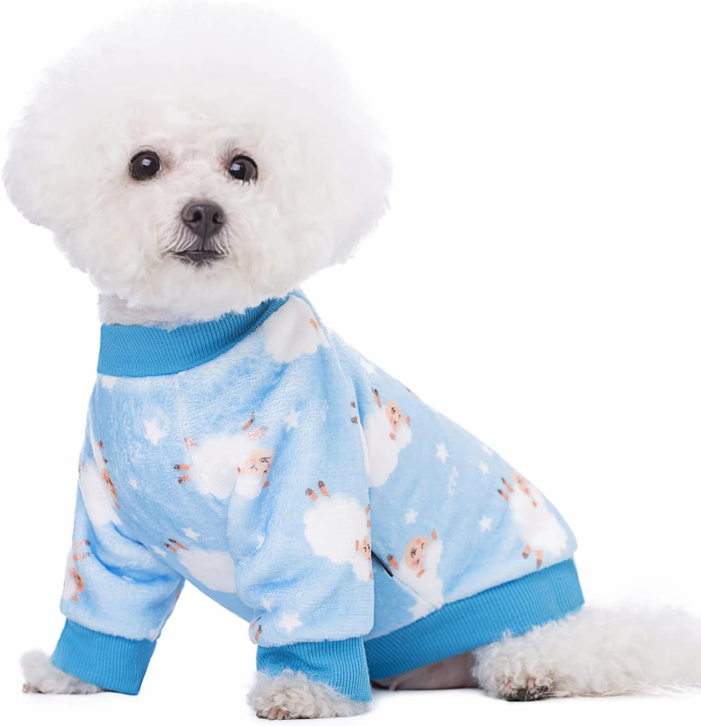 Thick Small Dog Clothes,Flannel Puppy Dog Hoodie,Lovely Blue Sheep Print Pet Dog Sweatshirt Doggie Outfits Cat Apparel (L，Blue), Blue Sheep Flannel