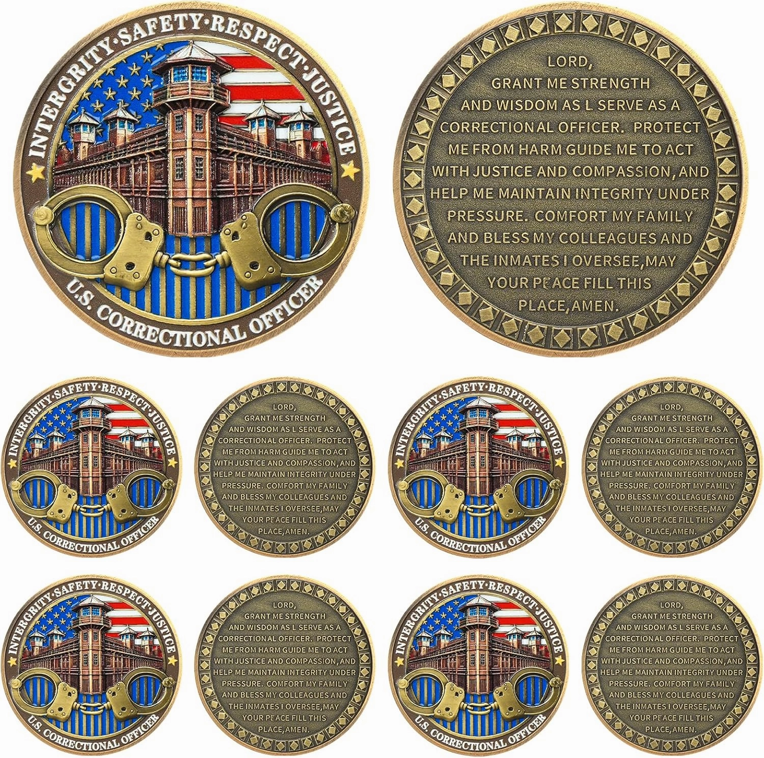 Thin Gray Line Coin - U.S. Correctional Officer Challenge Coins Honor Correctional Officers Gray Prison Police Coin Law Enforcement Coins Appreciation Commemorative Gifts (10 PCS)