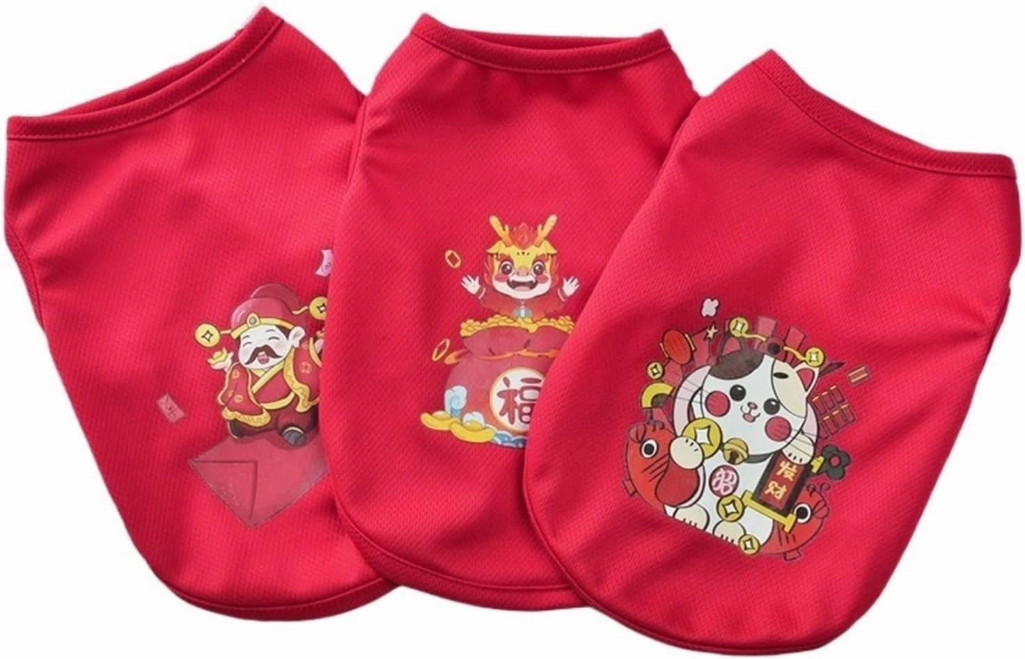 Thin pet Vest, Festive and prosperous Dog Clothes, cat feet Warm Dog Clothes(Fortune Vest,M)