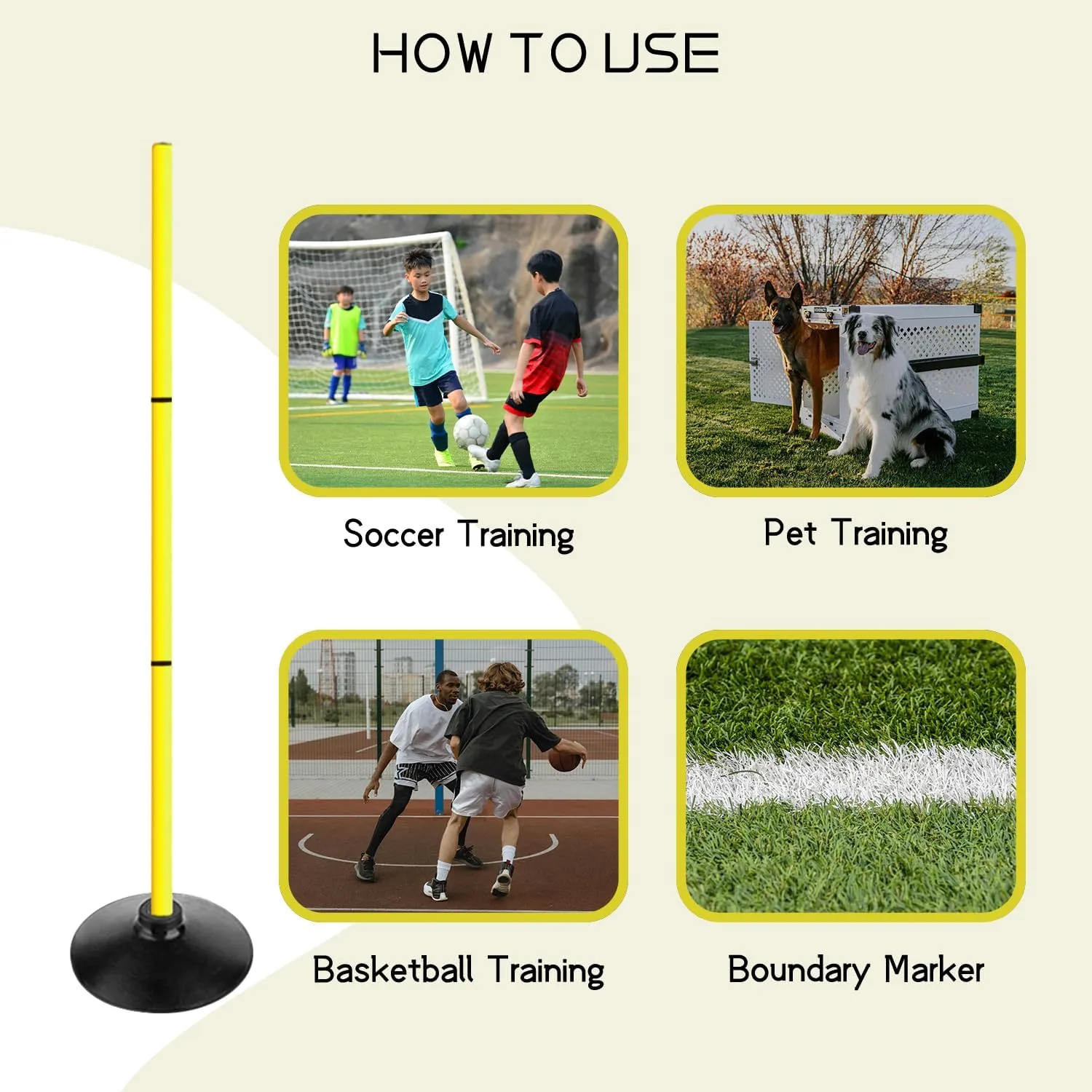 TNZMART 3.9FT Detachable Speed Agility Poles Agility Training Poles Set Adjustiable Height Soccer Poles with Rubber Base