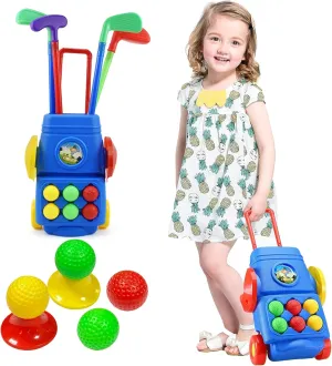 Toddler/Children Golf Set for Kids Ages 2,3,4,5 Years Old – Fun Indoor & Outdoor Golf Toy with Cart, 4 Clubs, 8 Balls & 2 Practice Holes – Sports Gift for Boys and Girls