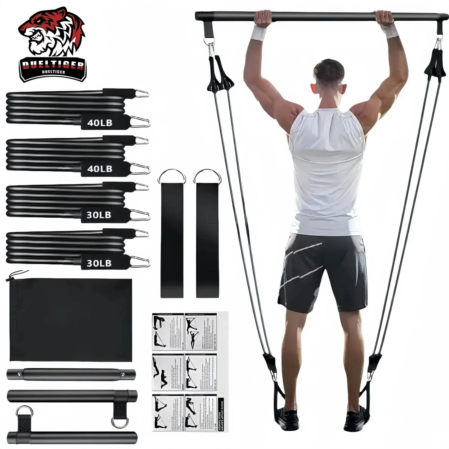Total Body Fitness: 11-Piece Portable Yoga Pilates Bar Kit for Home Workouts