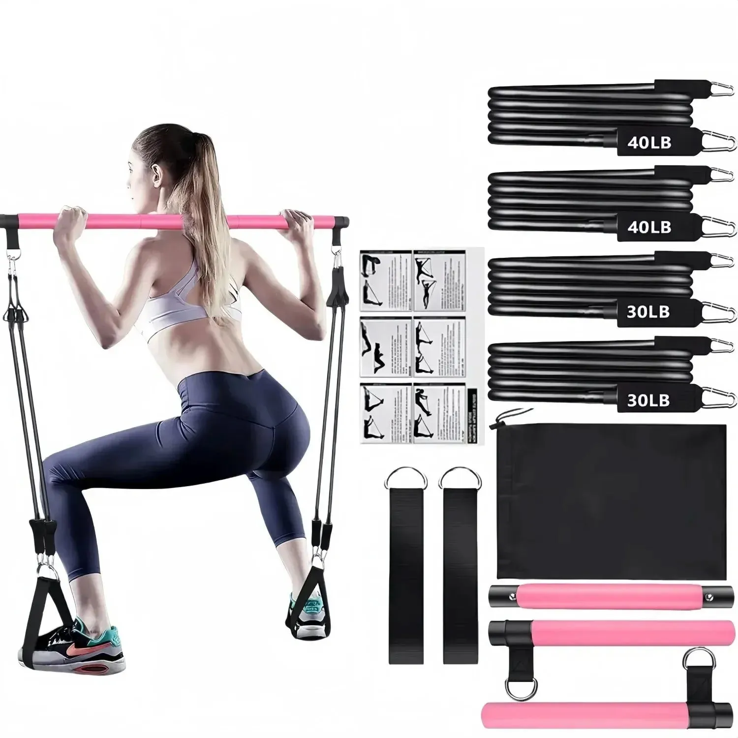 Total Body Fitness: 11-Piece Portable Yoga Pilates Bar Kit for Home Workouts
