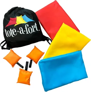 Tote a Fort Original Blanket Fort Building Kit for Kids, 3 Blanket TOTEAFORT Toy, Make a Portable Playhouse, Play Tent Boy and Girl Indoor Outdoor Build Set, STEM Children Toy, Ages 4, 8, 12  