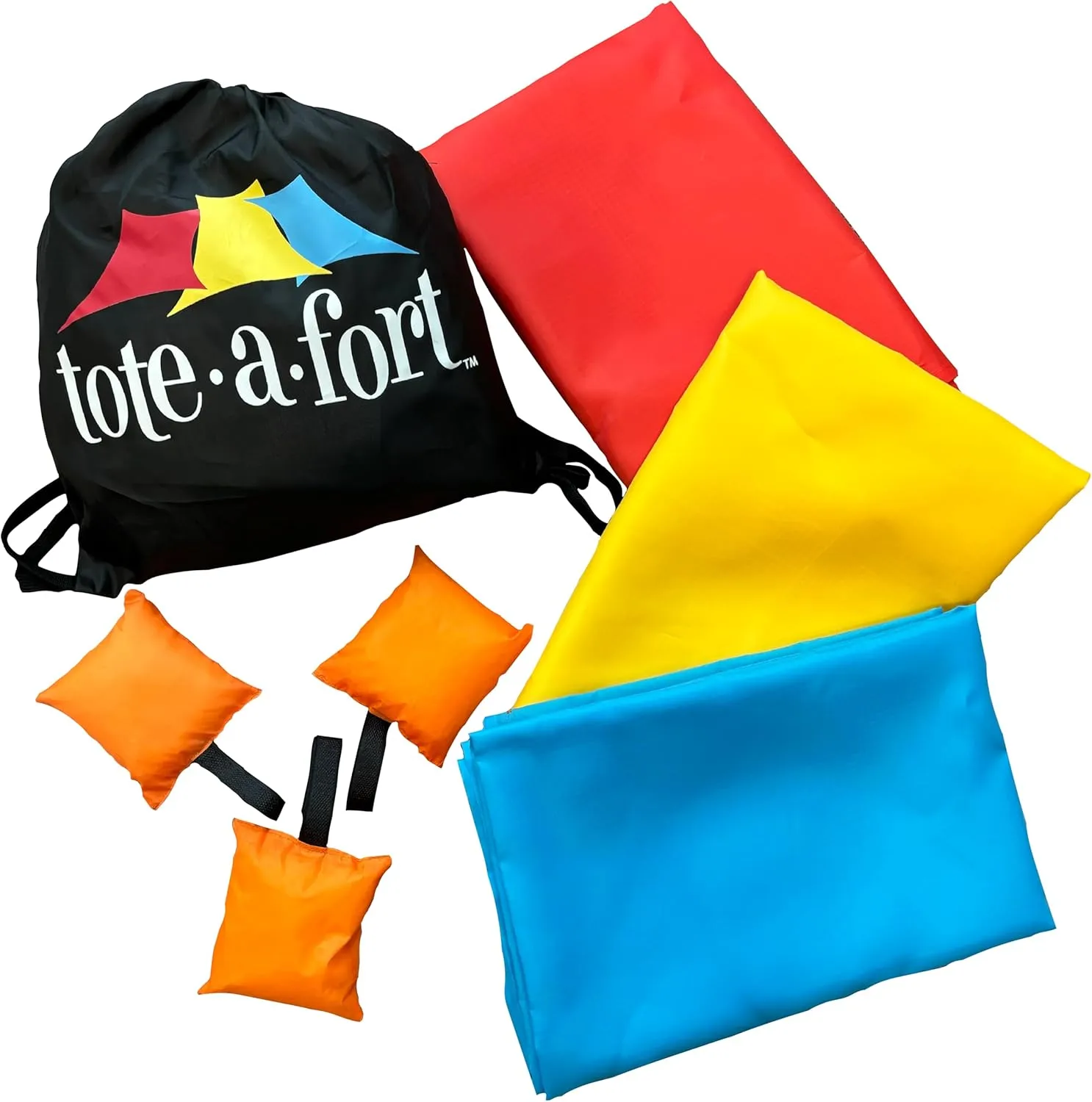 Tote a Fort Original Blanket Fort Building Kit for Kids, 3 Blanket TOTEAFORT Toy, Make a Portable Playhouse, Play Tent Boy and Girl Indoor Outdoor Build Set, STEM Children Toy, Ages 4, 8, 12  