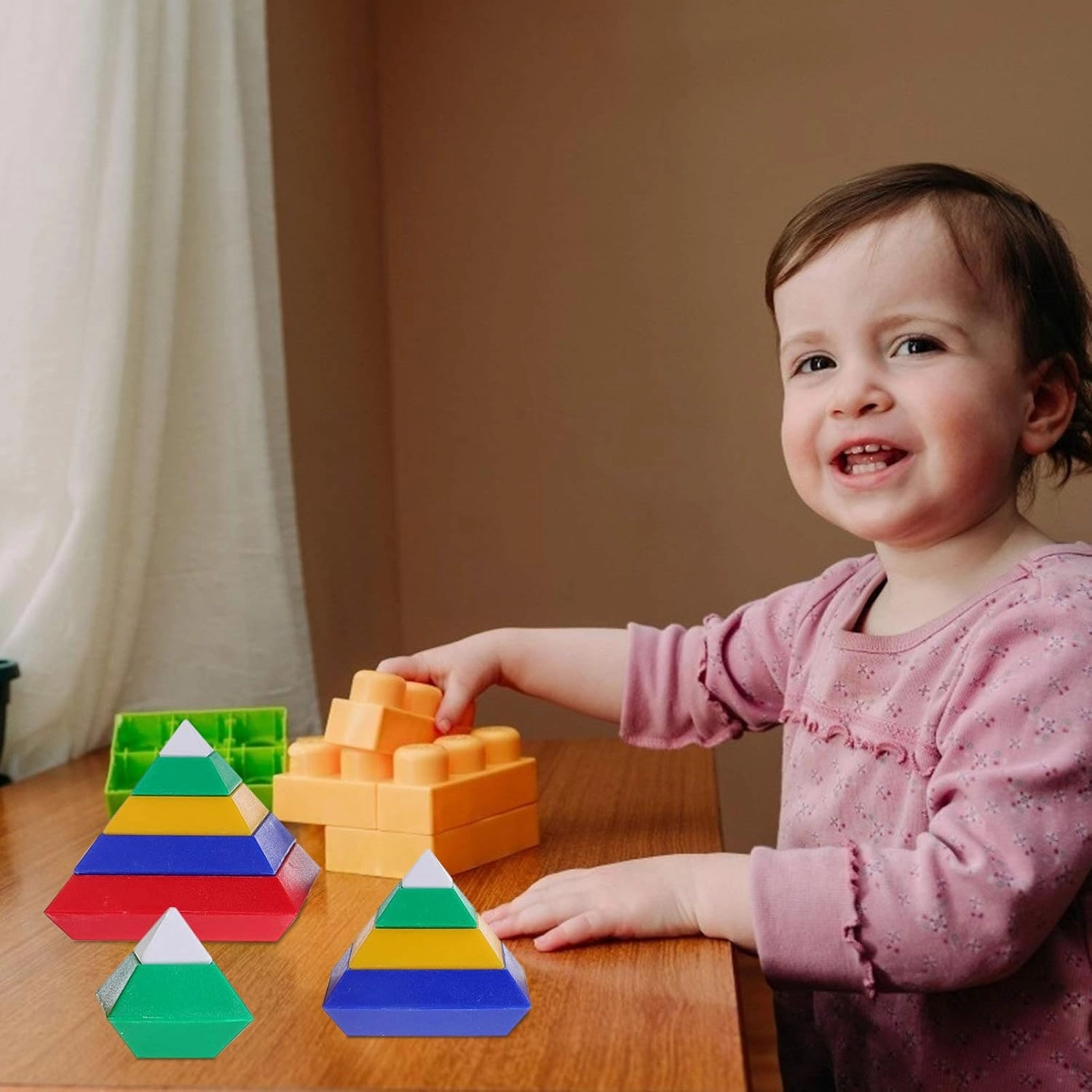 TOYANDONA Baby Toys Infant Toys 1set Blocks Geometric Pyramid Assembled D of Early - Childhood Blocks, for Stem Educational Preschool Cube Funny Playthings Teasers Stacking Kids Toys