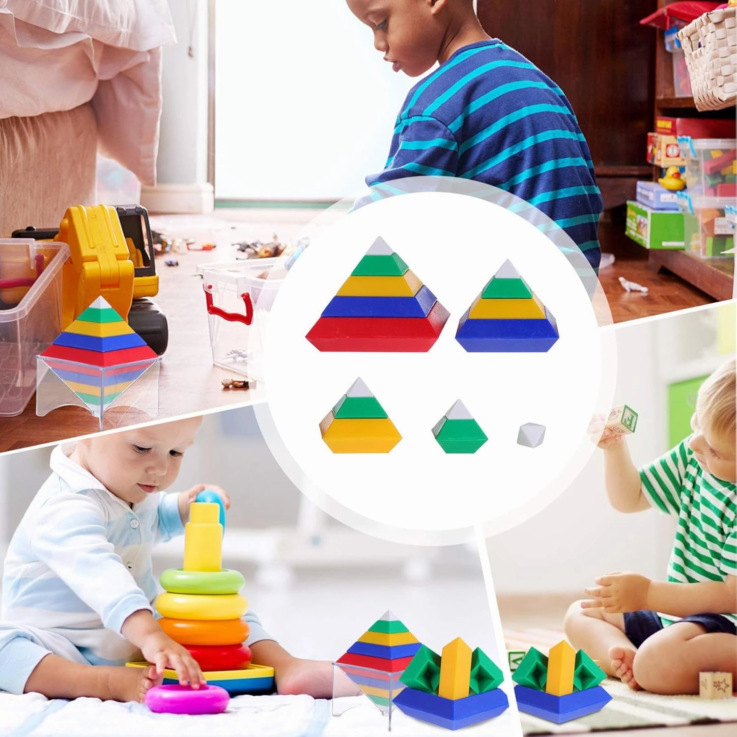 TOYANDONA Baby Toys Infant Toys 1set Blocks Geometric Pyramid Assembled D of Early - Childhood Blocks, for Stem Educational Preschool Cube Funny Playthings Teasers Stacking Kids Toys