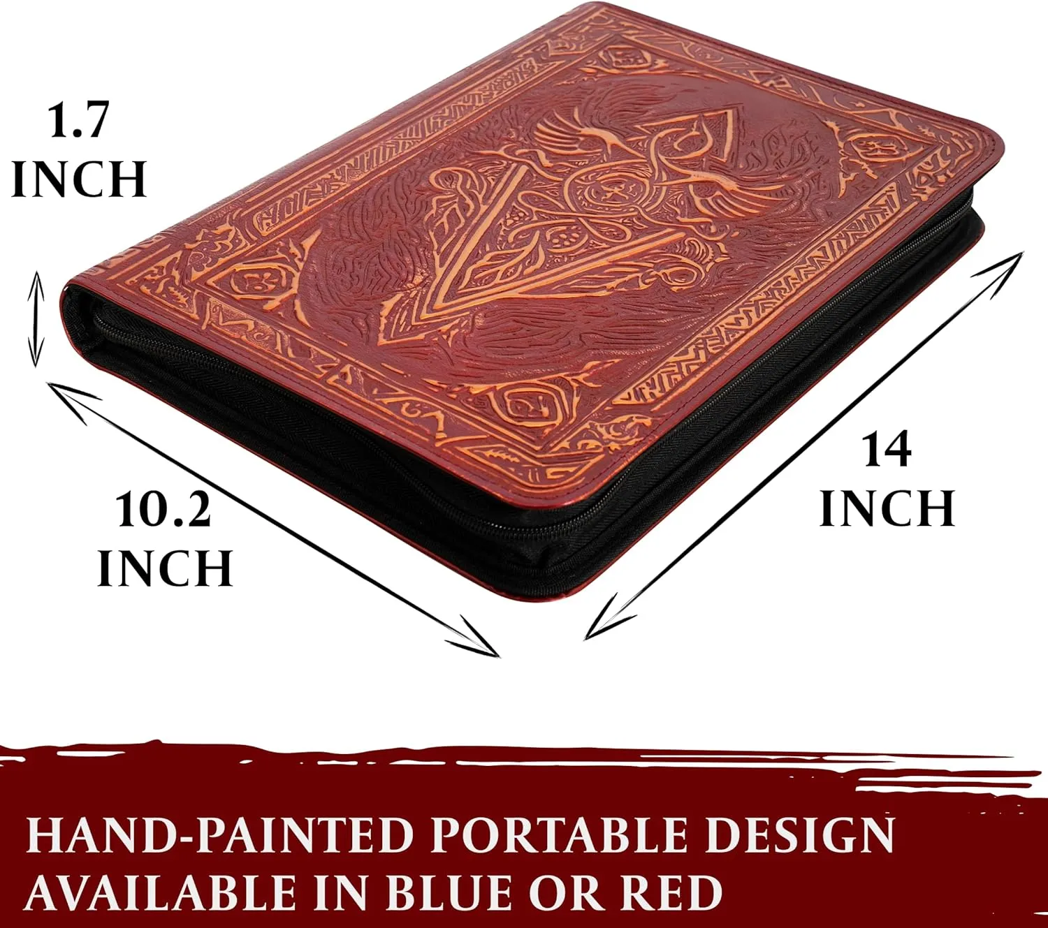 Trading Card Binder - 9 Pocket Album w Zipper - 360 Side Loading Folder for TCG - 3D PU Leather - For MTG, Disney Lorcana Trading Card Game, Magic The Gathering, Pokemon - Book Accessories Gift - Red