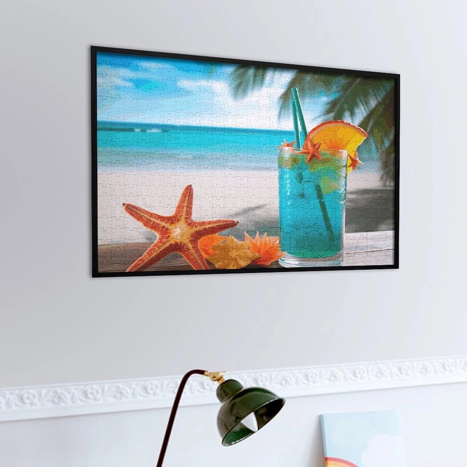 Tropical Cocktail with Starfish Puzzles 520 Pieces Personalized Jigsaw Puzzles Tropical Cocktail with Starfish Photo Puzzle Challenging Picture Puzzle for Adults Personaliz Jigsaw with Storage Bag (20