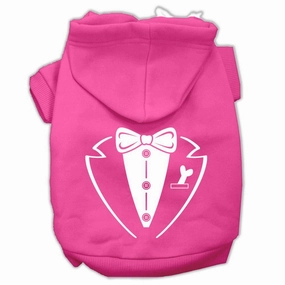 Tuxedo Screen Print Pet Hoodies Bright Pink Size Lg (14)