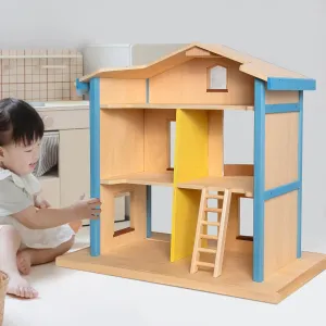Twirl Around Dollhouse for Toddlers 3-5, 22.6-Inches-Tall, Large Wooden Doll House for 2 3 4 5 6 7 8 Year Old Girls, with Spinning Platform, Sliding Doors, Ideal Gift for Kids Ages 3 