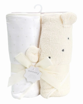 Two-Piece Fluffy Baby Bath Towel Set