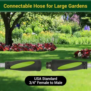 Ultimate Garden Hose Bundle: 50FT and 100FT Heavy-Duty Water Hose Set with Swivel Handle & 8 Function Nozzle for Versatile Watering Needs, Flexible, No Kink, Lightweight Metal Hoses