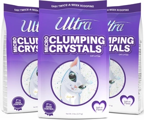 Ultra Clumping Micro Crystals Premium Cat Litter - Dust Free, Soft on Paws, Fragrance Free - 15 Lbs. Total (3pk of 5 Lbs.)