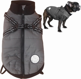 URBEST Dog Winter Coat Warm Soft Lining Dog Coat Windproof Waterproof Dog Jacket Reflective Straps Comfortable Dog Coat Fits Small, Medium and Large Dogs (Grey, Large)