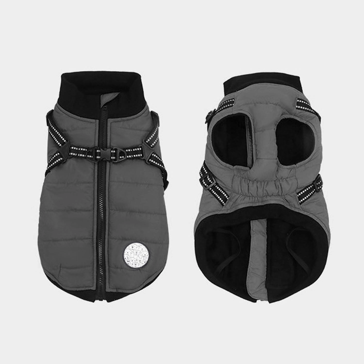 URBEST Dog Winter Coat Warm Soft Lining Dog Coat Windproof Waterproof Dog Jacket Reflective Straps Comfortable Dog Coat Fits Small, Medium and Large Dogs (Grey, Large)