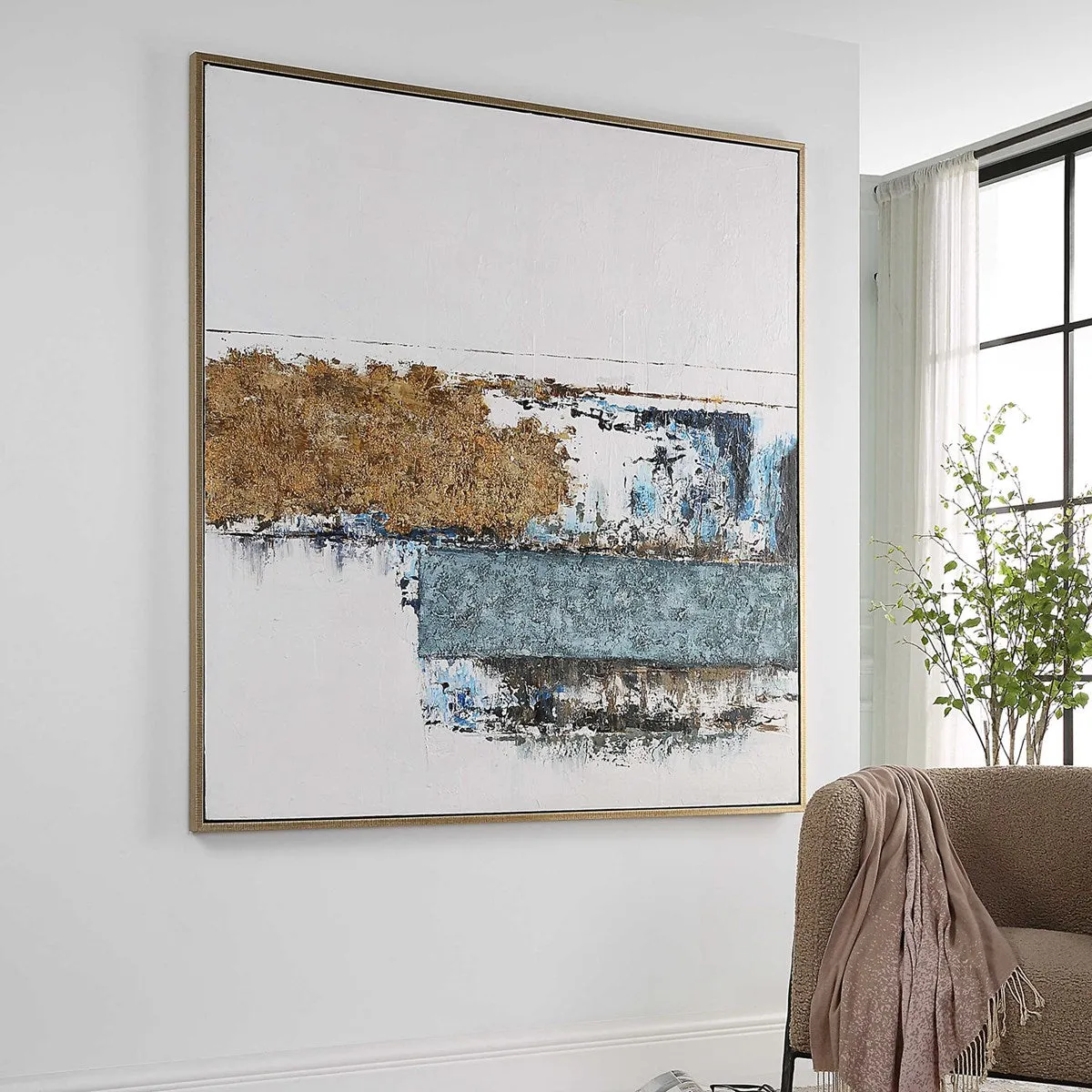 Uttermost Stacked Against Abstract Hand Painted Canvas