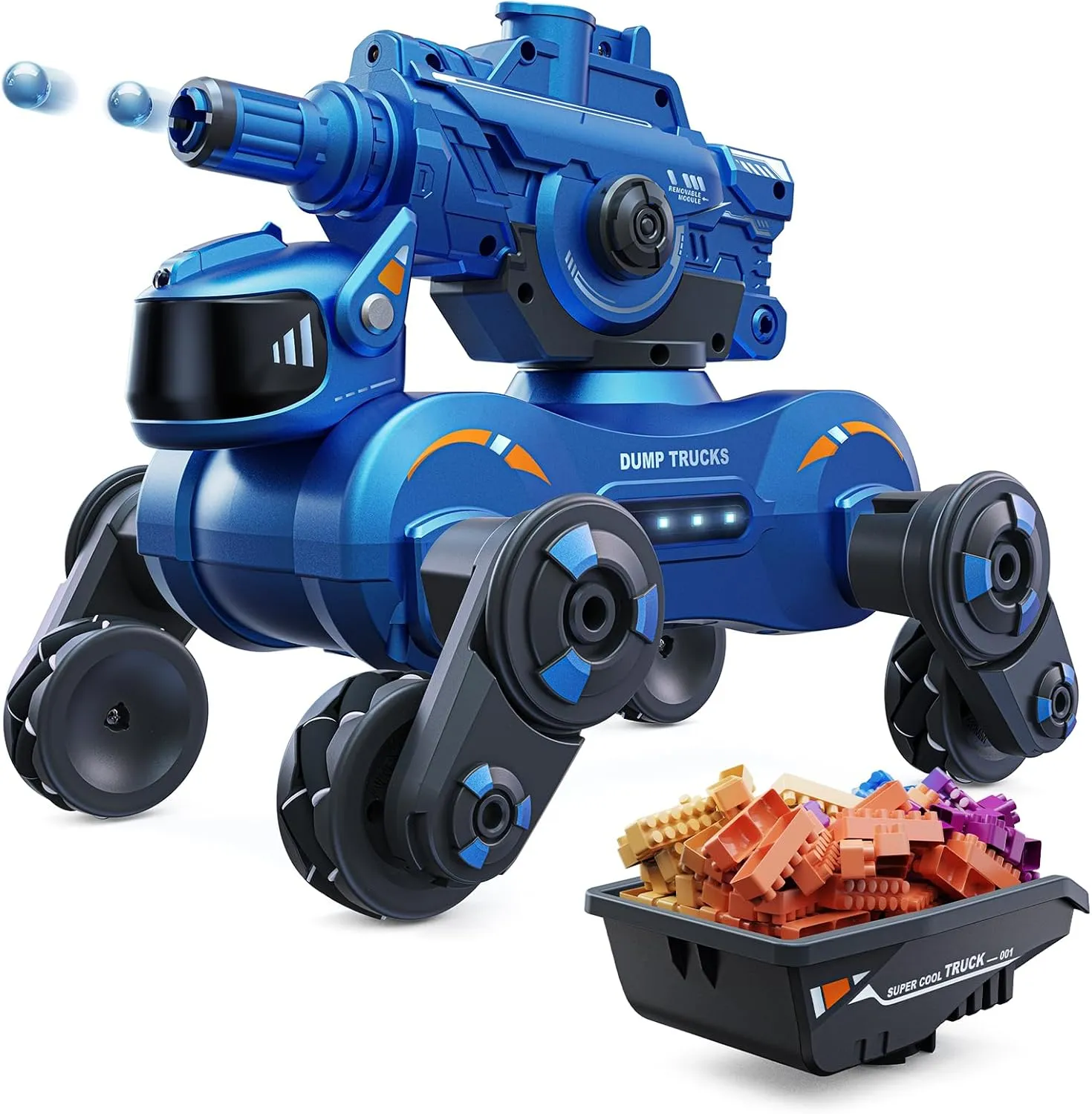 V994 3-in1 RC Dog Car, Rc Stunt Car with Shooting & Loading, 360°Rotating Tires, RC Drift with Tail Spray, Features Lights & Sounds, Toys for Ages 8-13 Kids